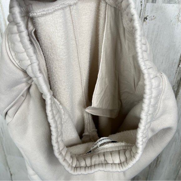 Abercrombie & Fitch Jogger Pants Women Size Medium Neutral Cream Cozy Loungewear - Picture 6 of 11